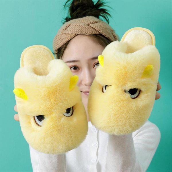 

autumn and winter plush cute cartoon warm sheep slippers cotton, Black