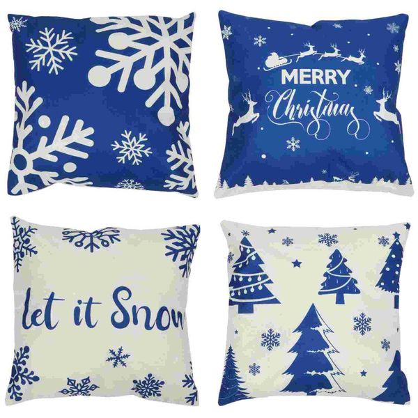 

cushion/decorative pillow 4pcs christmas linen pillowcases covers printed