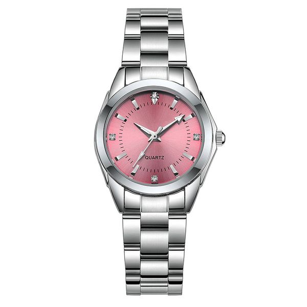 Relógio Feminino Simples Mostrador Pulseira 28MM Relógios Femininos Pulseira de Aço Inoxidável Boutique Pulseira Moda Relógio de Pulso Estilo Empresarial Montre De Luxe Menina Presente Rosa