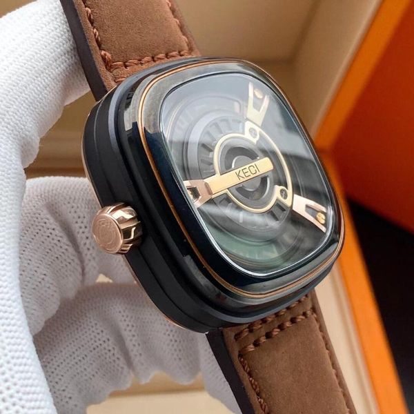 

wristwatches + quality stainless steel wristwatch casual fashion friday clock automatic mechanical watch japan 8215 movement, Slivery;brown