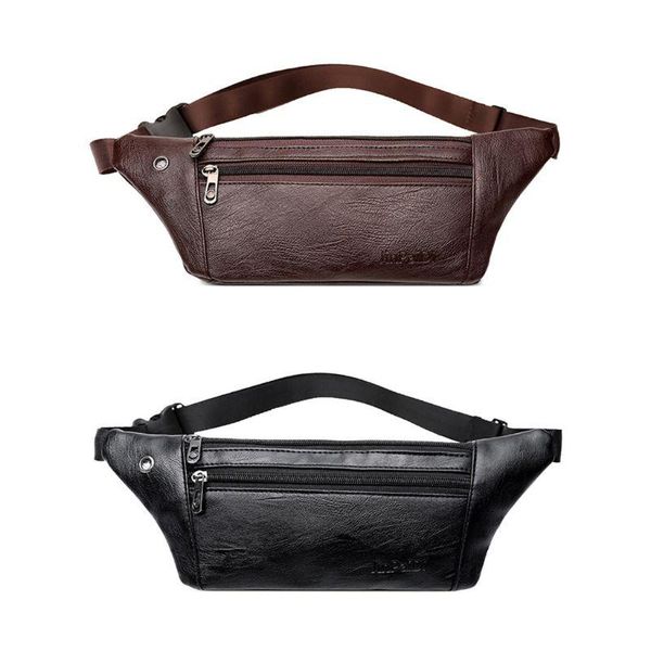 

waist bags d0ud men pu leather belt bum phone pouch fanny pack crossbody shoulder sport zip bag