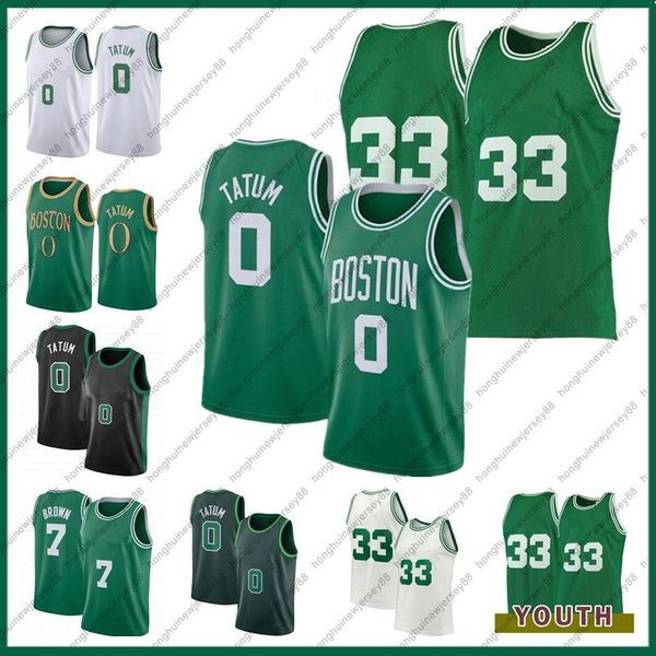 

jayson 0 tatum jaylen 7 brown paul 34 pierce vintage mens kids basketball jerseys city larry ray 20 allen kevin 5 garnett green white retro, Black;red
