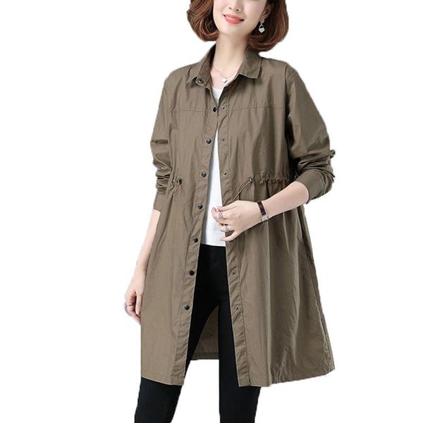 

women's blouses & shirts blouse 2021 spring autumn middle-aged mother mid-length windbreaker long sleeve shirt female casual plus size, White