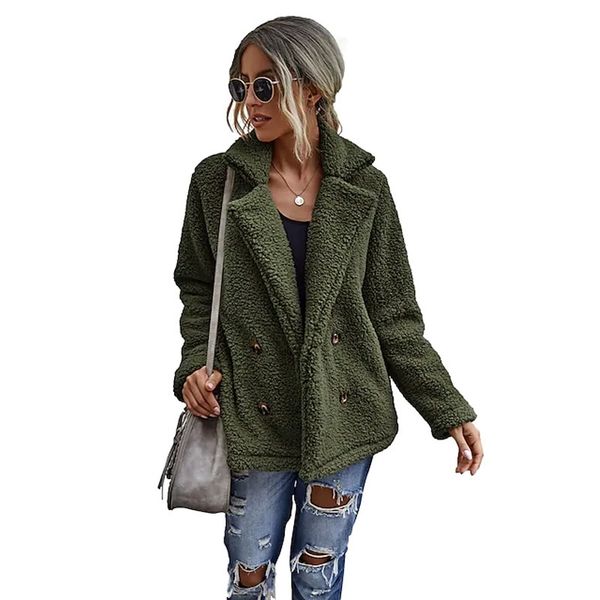 

2021 imitation fur coat female lamb suit collar short long sleeve artificial green, Black