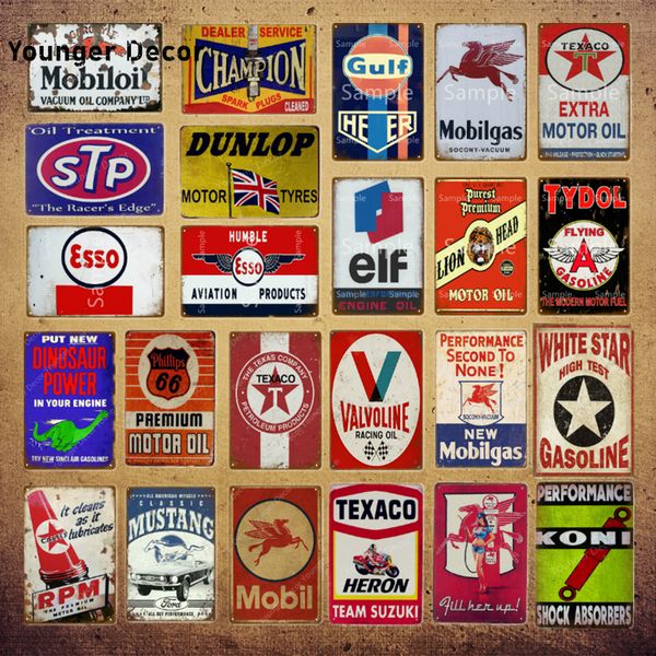 

vintage esso mobil motor oil tin signs metal poster elf stp auto motorcycle gasoline garage shop home wall decoration yi-223