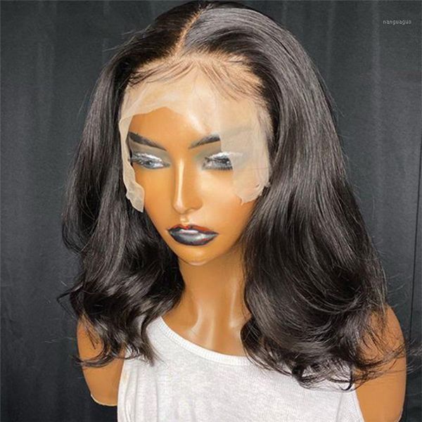 

5*5 pu silk base wig with baby hair natural wave bob brazilian remy bleached knots hairline1, Black;brown