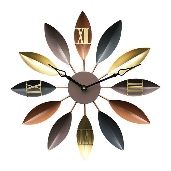 

wall clocks 58cm nordic leaf large iron art retro mute hanger watch silent hanging clock home living room bedroom decor