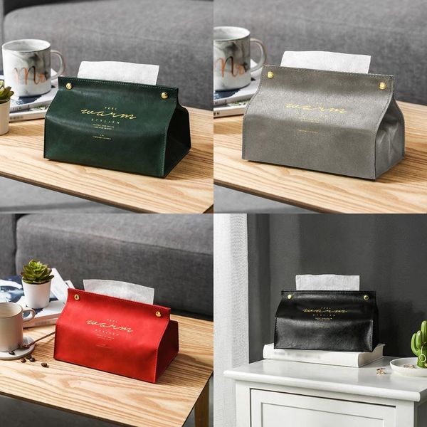 

tissue boxes & napkins leather facial box cover rectangular napkin holder snap closure creative nordic restaurant living room car