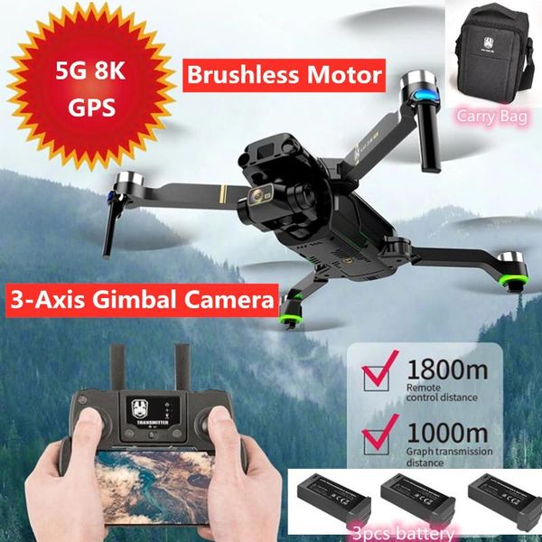 

professional 8k esc camera 3-axis gimbal anti-shake aerial pography 5g gps postion brushless motor drone support tf card drones