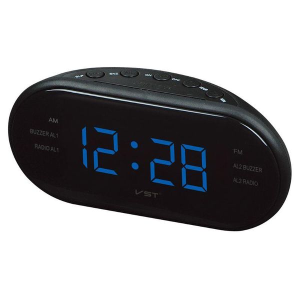 

digital am/fm alarm clock radio w/ dual snooze sleep time function desk & table clocks