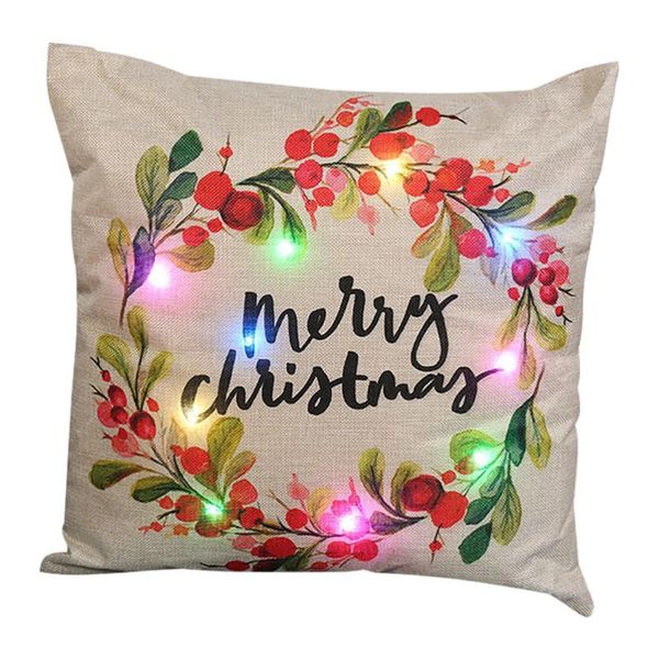 

cushion/decorative pillow christmas throw cover with led lights linen decorative cushion