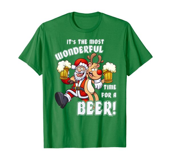

It' The Most Wonderful Time For A Beer Santa Funny Xmas T-Shirt, Mainly pictures