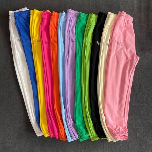 

men's pants spring solid color baggy sweatpants men 100% cotton elastic waist drawstring joggers letter print couple casual, Black