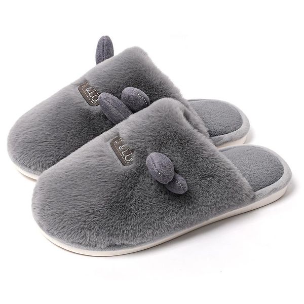 

slippers 2021 tzldn men plush animal modeling flannel shoes tpr sole winter warm coral fleece couple indoor home slippe, Black
