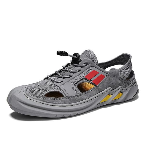 

sandals work zapatos comfort de 2021 summer breathable beach fashion outdoor mesh shoes mens red shoe sandles sandalias flops, Black