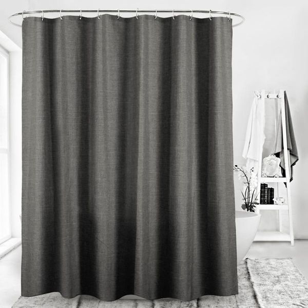 

shower curtains imitation linen partition curtain polyester non-perforated waterproof and mildew-proof thickened for bathroom