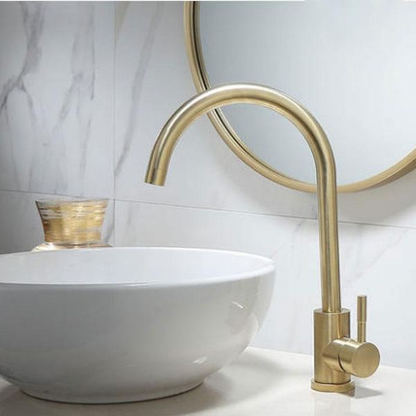 

bathroom sink faucets nordic light luxury brushed gold kitchen and cold water tap golden rotating heightening bibcock of the basin that wash