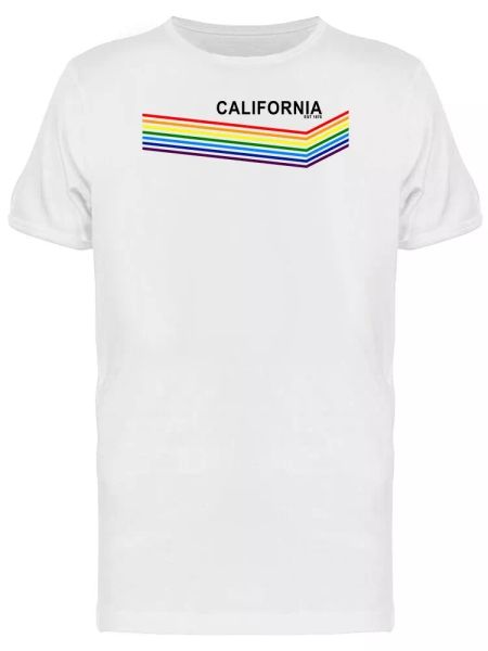 

retro california rainbow lines men's tee -image by shutterstock, White;black