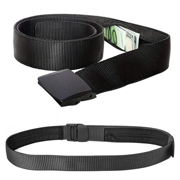 

belts travel cash anti theft belt waist bag women portable hidden money strap wallet pack men secret hiding 119cm, Black;brown