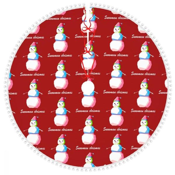

christmas decorations day 2021 snowman -(1) tree skirt with pom trim holiday party