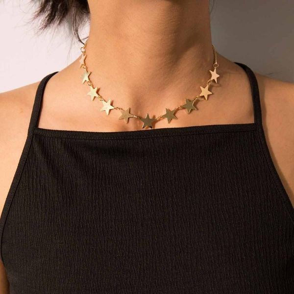 

chains ins vintage metallic golden large chain lock start necklace women's jewelry gift choker fashion necklaces for women y2k, Silver