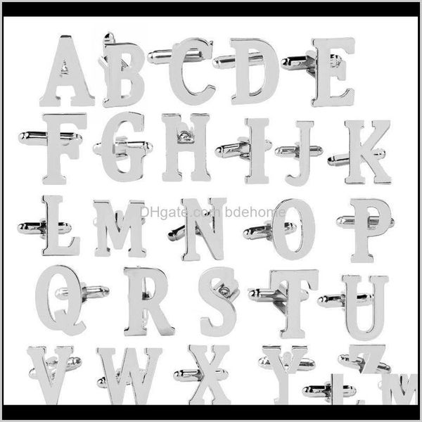 

links & tie clasps, tacks jewelry drop delivery 2021 a to z 26 english letters mens wholesale custom creative arrival cufflinks and studs cu, Silver