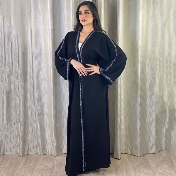 

2021open abaya dubai turkey muslim turkish beaded dress indonesia arabic black kaftan african plus size maxi dresses evening gown, Red