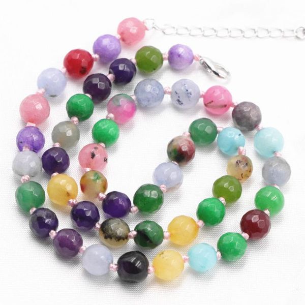 

charms women chokers statement necklace stone faceted round beads 8 10mm necklaces rope chain elegant jewelry 18" a802, Golden;silver