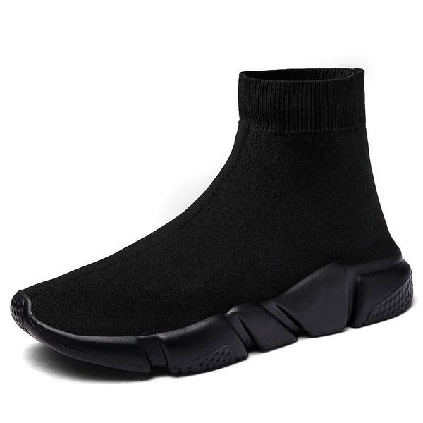

boots socks sneakers women men knit upper breathable sport shoes sock woman chunky high running for, Black