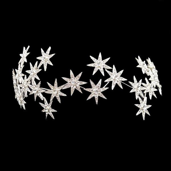 

hair clips & barrettes crystal sparkling luxury bridal crown queen headband tiaras silver stars crowns wedding jewelry accessories women, Golden;silver
