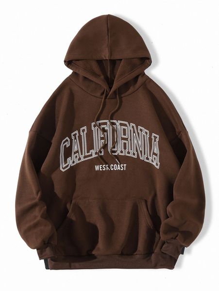 

letter graphic drop shoulder drawstring hoodie u3l2#, White;black