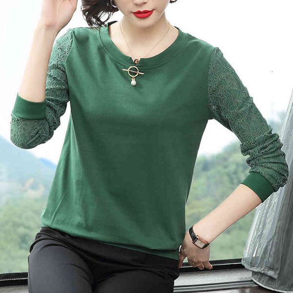 

women's t-shirt shintimes poleras mujer beading vintage woman tshirts autumn long sleeve t shirt women cotton lace clothing femme t-shi, White