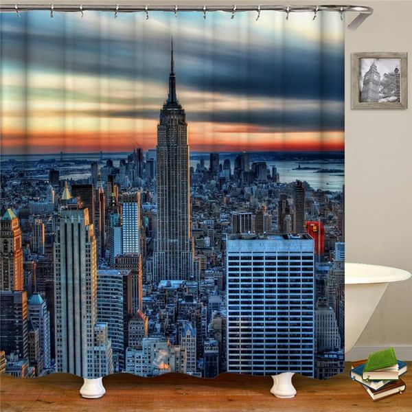 

city scenery show shower curtain bath polyester thick waterproof curtains