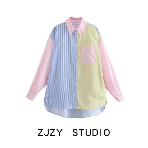 

women's blouses & shirts women vintage oversize plaid 2021 spring-autumn chic ladies streetwear loose shirt female outfit girls color, White