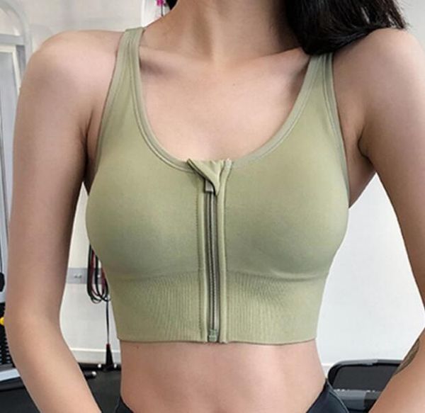 

gym clothing 2021 women zipper push up sports bras vest underwear shockproof breathable fitness athletic running yoga bh sport, White;black