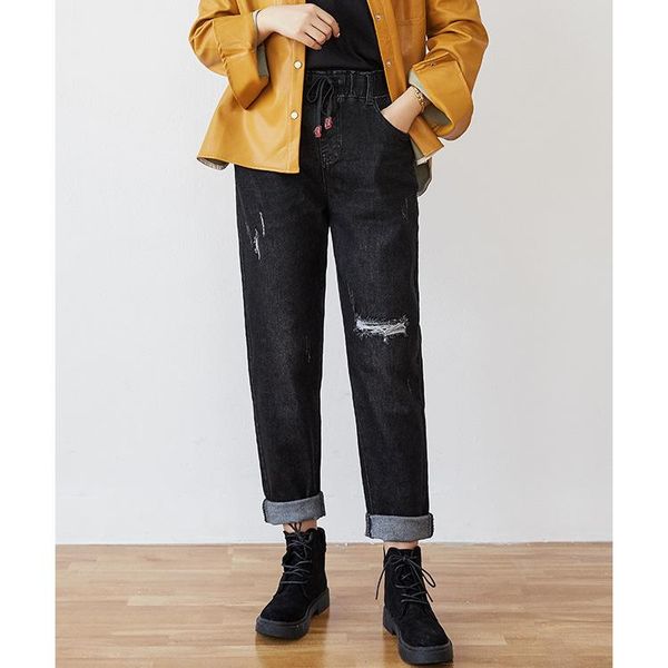 

women's jeans spring's pants women loose straight high waist baggy female large size boyfriend jean, Blue