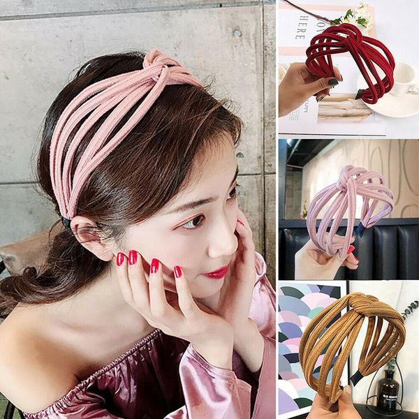 

ly women twist headband bow knot cross tie cloth headwrap hairband hoop vk-ing hair accessories