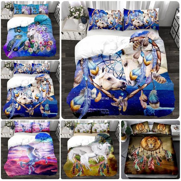 

bedding sets fashion bohemian dream catcher animal print set 3d bedroom decoration down quilt cover pillowcase