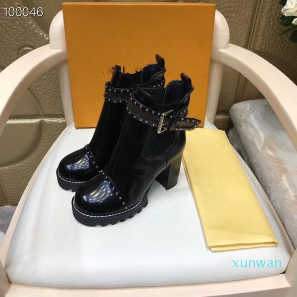 

fashion luxury designer women boots ladies ankle boots superstar women autumn winter high-heel short boots of big size 42, Black