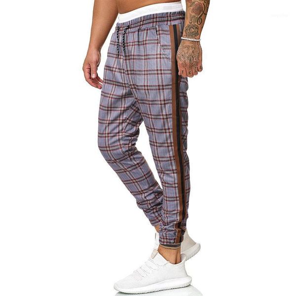 

sku: k21 - men big yards elastic fashion grid with casual pants men's, Black