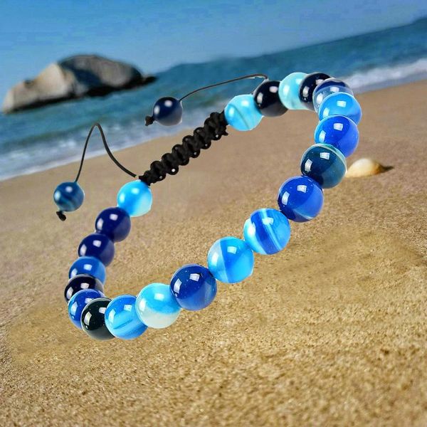 

beaded, strands men bracelet natural tiger eye lapis lazuli beads chakra healing energy yoga buddha bracelets for women man jewelry, Black
