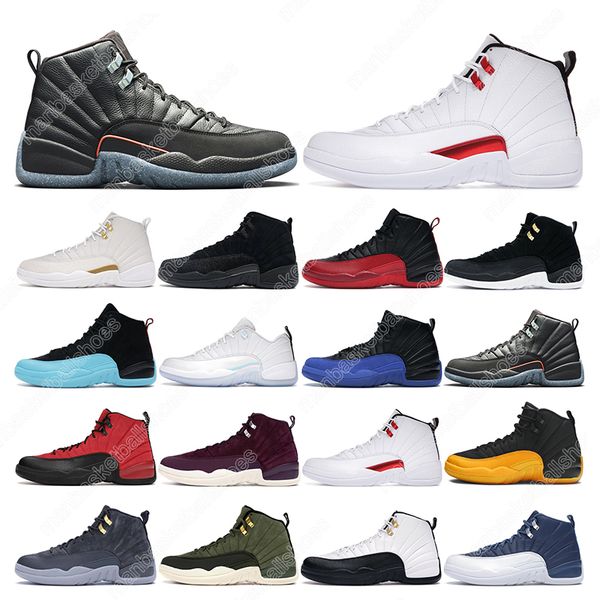 

with socks men basketball shoes 12s 12 utility flu game winter black reverse gym red mens trainers sports sneakers