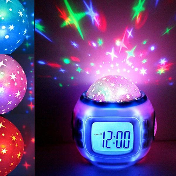 

other clocks & accessories music starry star sky digital clock led projection night light color changing projector alarm calendar children g