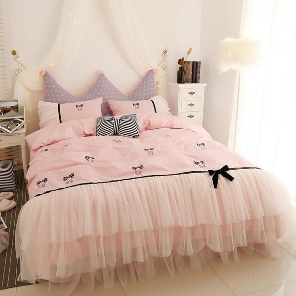 

bedding sets cotton lace patchwork princess style bed skirt set 4pcs k89