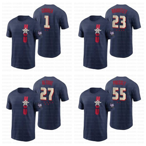 

houston alex bregman 2021 all-star game t-shirt jersey jose altuve yordan alvarez carlos correa ryan pressly justin verlander michael brantl, Blue;black