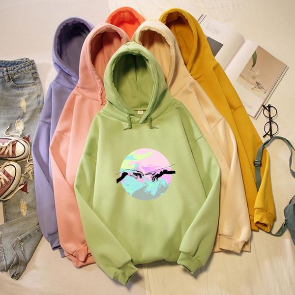 

women's hoodies & sweatshirts oversized women cool hand printed sweatshirt autumn winter warm streetwear pullovers graphic thick, Black