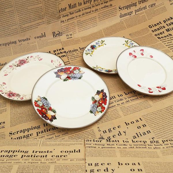 

bowls enamel dish, household flat side fruit plate