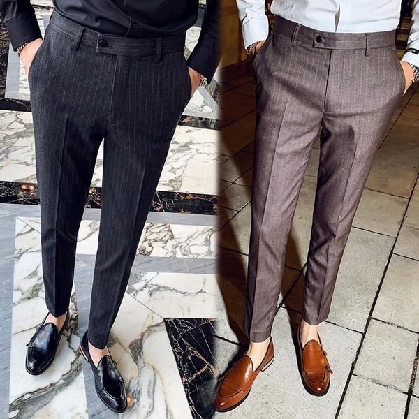 

fashion striped suit pants male slim fit skinny men office party man business casual formal men's suits & blazers, White;black