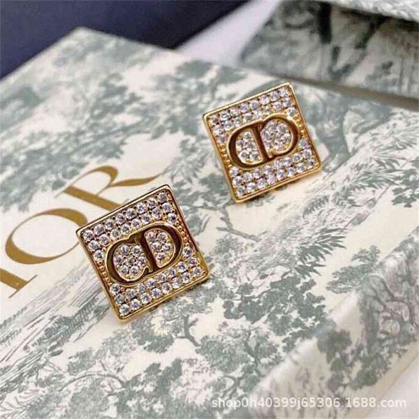 

special offer 75% off outlet online earrings with letter minority for women's simple advanced earrings square s925, Golden