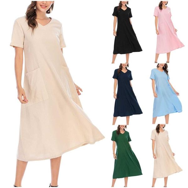

maternity dresses women's dress nursing nightgown for breastfeeding solid color short sleeve o-neck plus size summer clothes#5, White